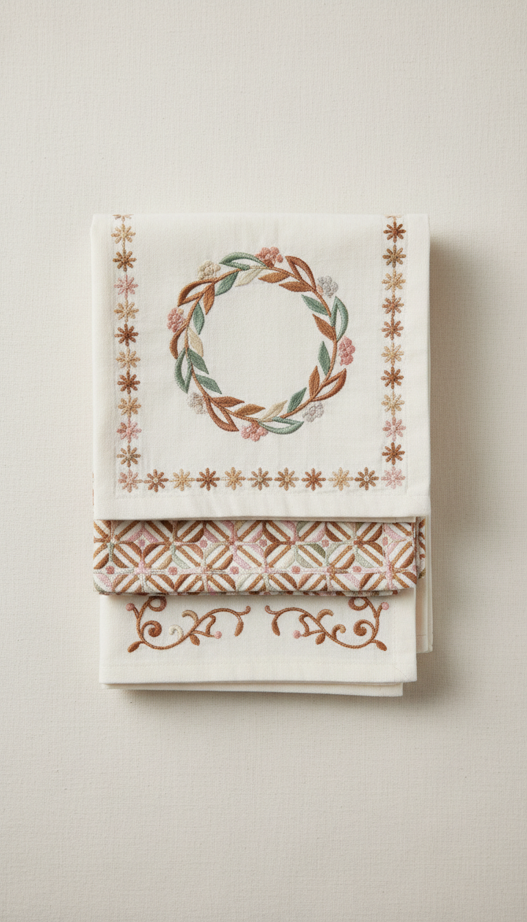 Embroidered Cotton Napkin Set